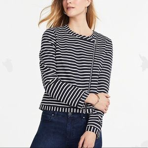 Ann Taylor STRIPED MOTO JACKET XSP